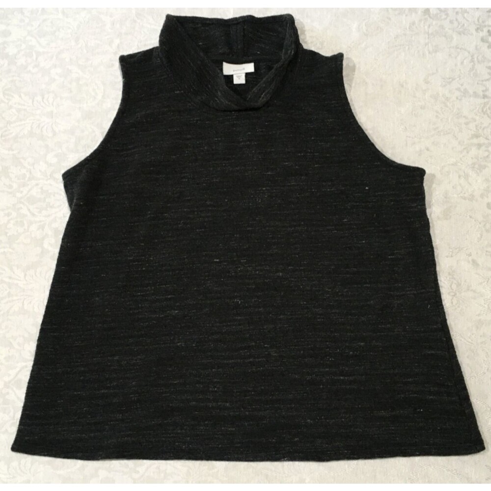 Pure Jill Sleeveless Top Size S Marled Dark Gray Mock Neck 95% Cotton